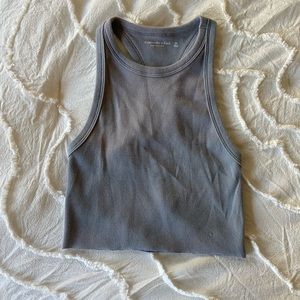 Abercrombie raw hem cropped scuba neck tank